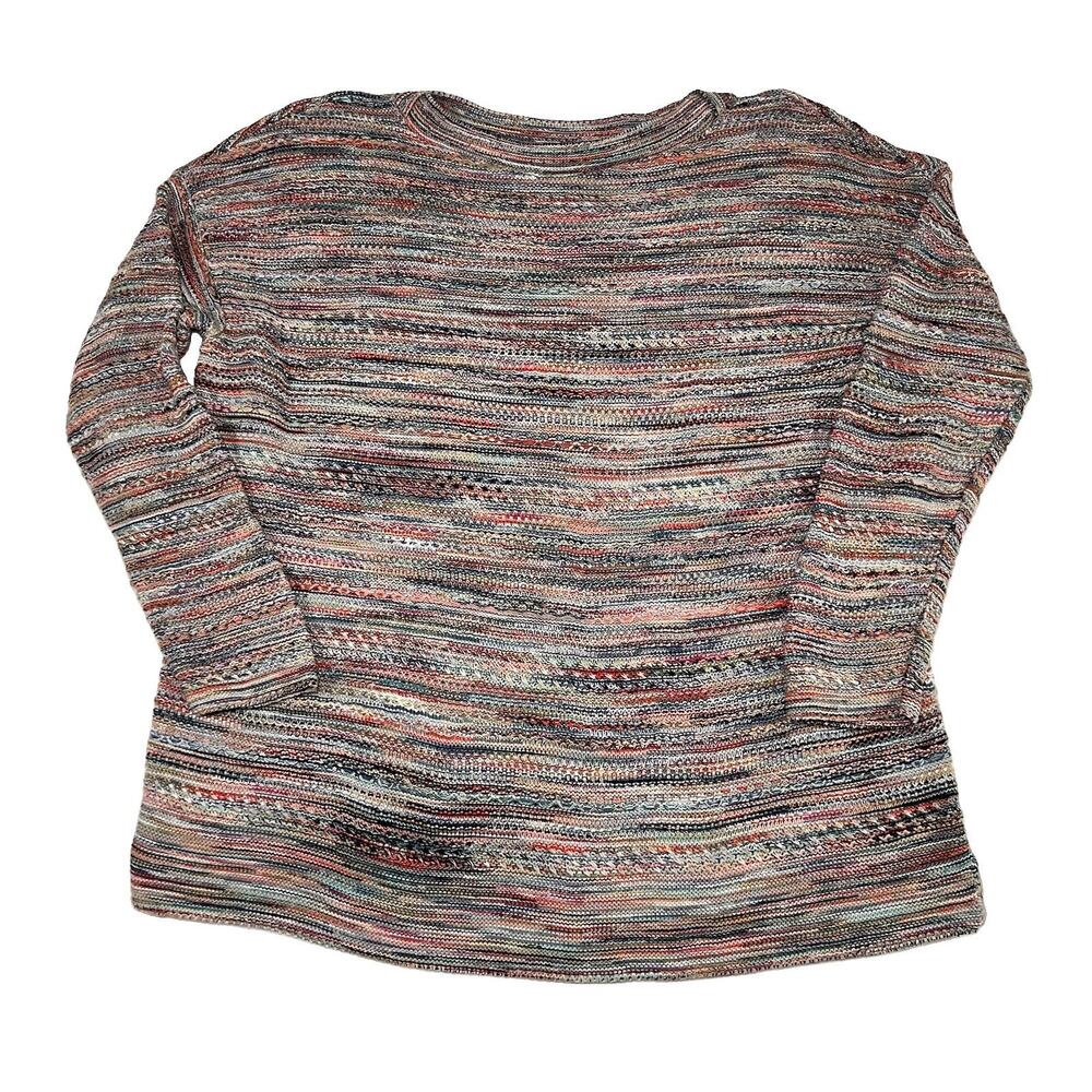 J Jill Sweater Women’s Size L Multicolor Space Dye Knit Tunic Cotton Long Sleeve
